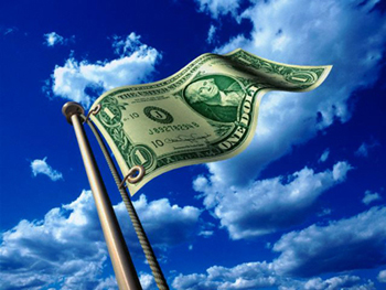 Dollar Flying on Flagpole
