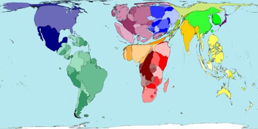 Рис.6 Карта мира по количеству христиан
